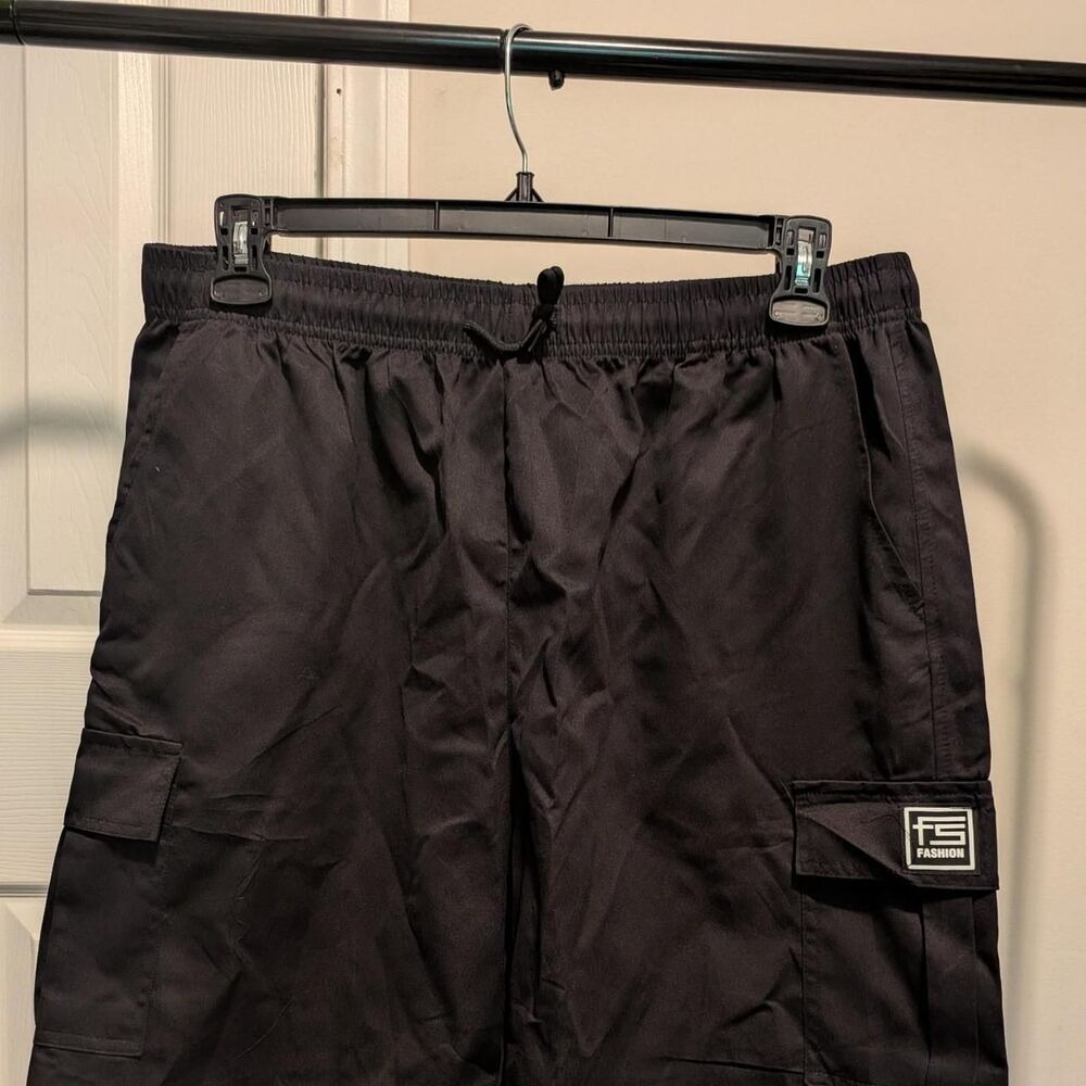 FS Fashion Men's Black Drawstring Cargo Shorts